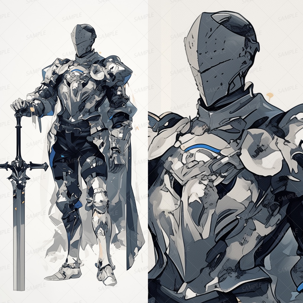 【ファンタジー】大剣を構えたフルプレートの騎士_立ち絵