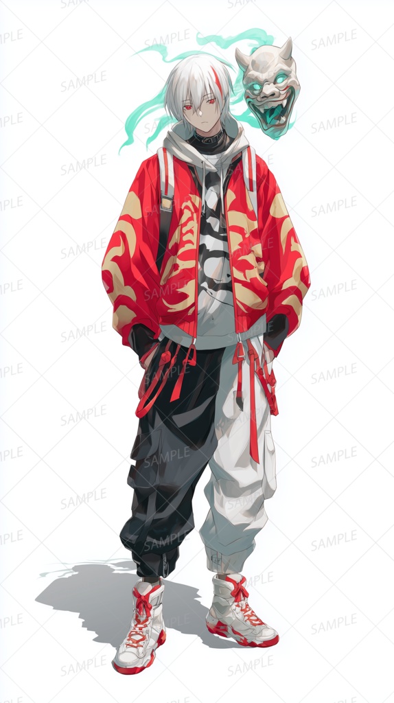 【ファンタジー】鬼面を従える異能白髪少年_立ち絵