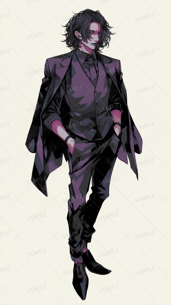 【仕事】ダークスーツを纏う陰影の青年_立ち絵