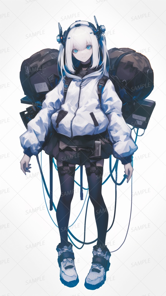 【私服】機器を背負う白髪少女_立ち絵