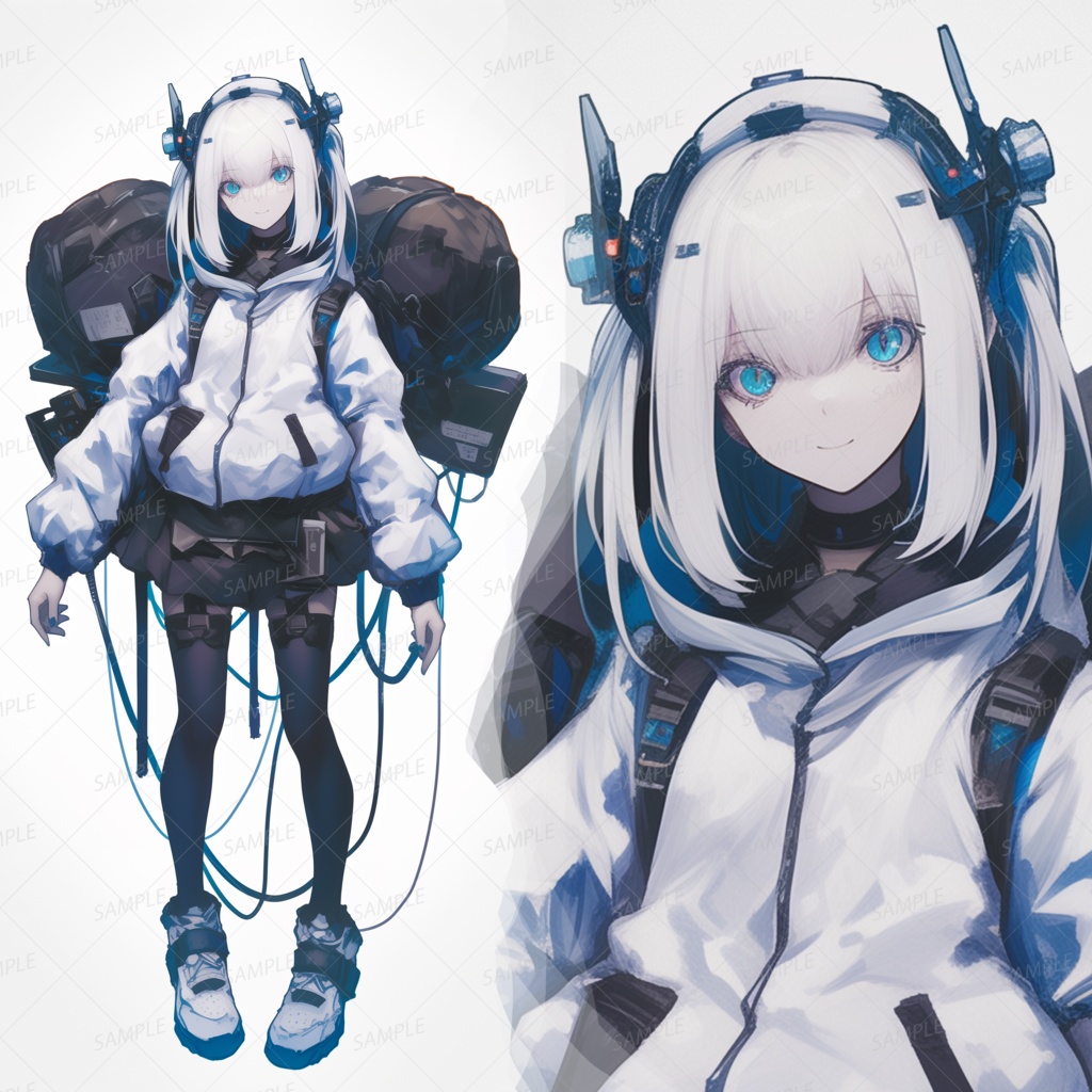 【私服】機器を背負う白髪少女_立ち絵