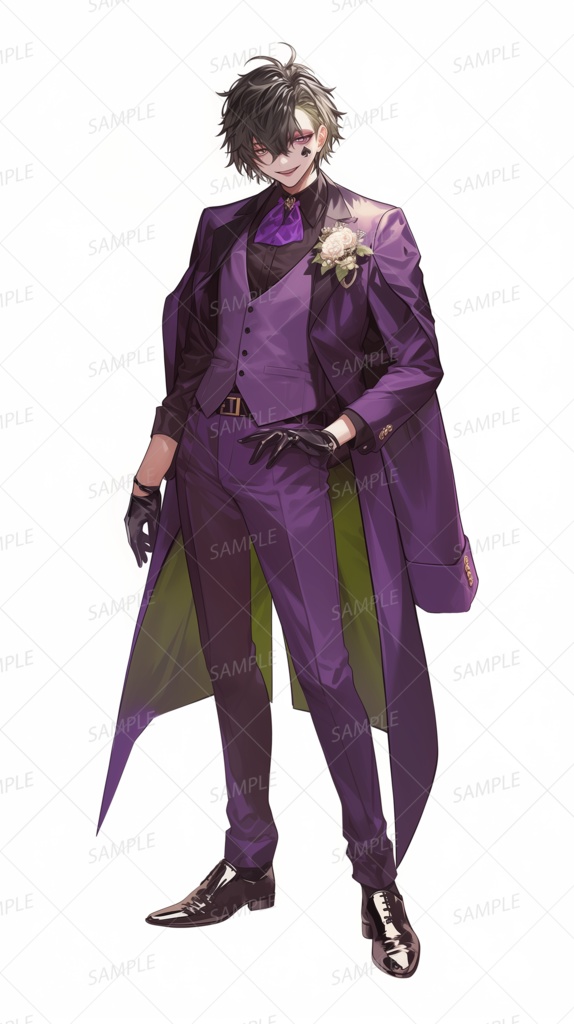 【ファンタジー】紫スーツの道化紳士_立ち絵