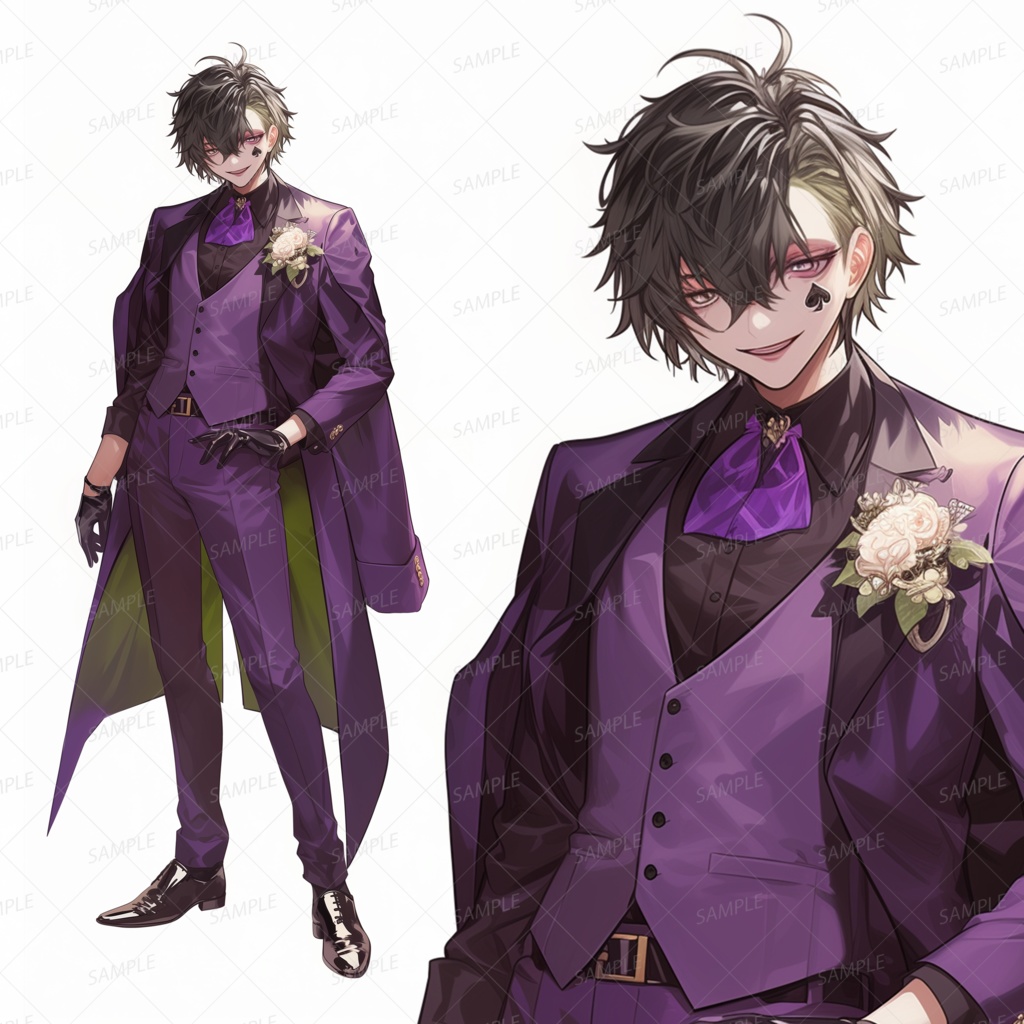 【ファンタジー】紫スーツの道化紳士_立ち絵