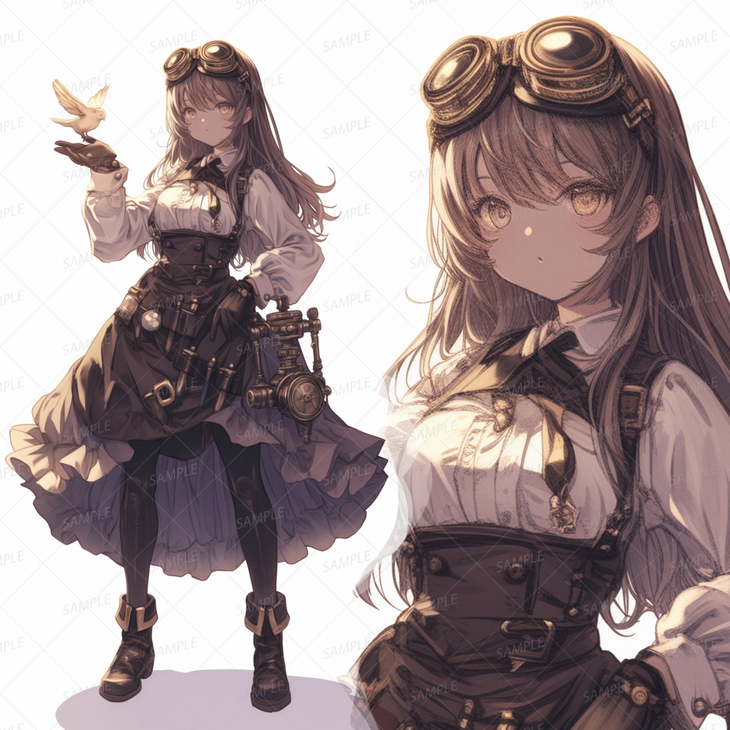 【ファンタジー】白鳩とスチームパンク少女_立ち絵