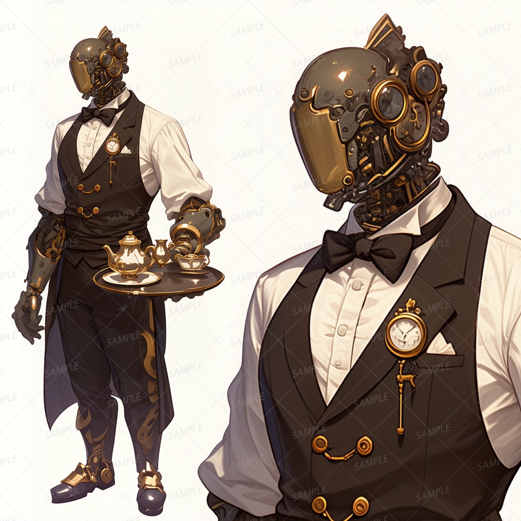 【ファンタジー】歯車の紳士的執事ロボット_立ち絵
