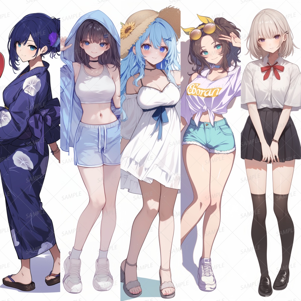 【セット】夏の少女たち_立ち絵【単品OK】
