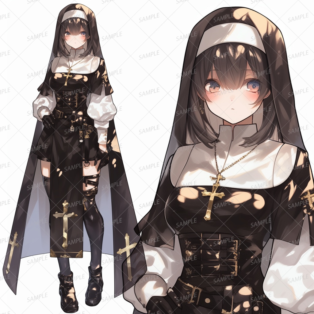 【ファンタジー】ゴシック修道服に身を包んだ少女_立ち絵