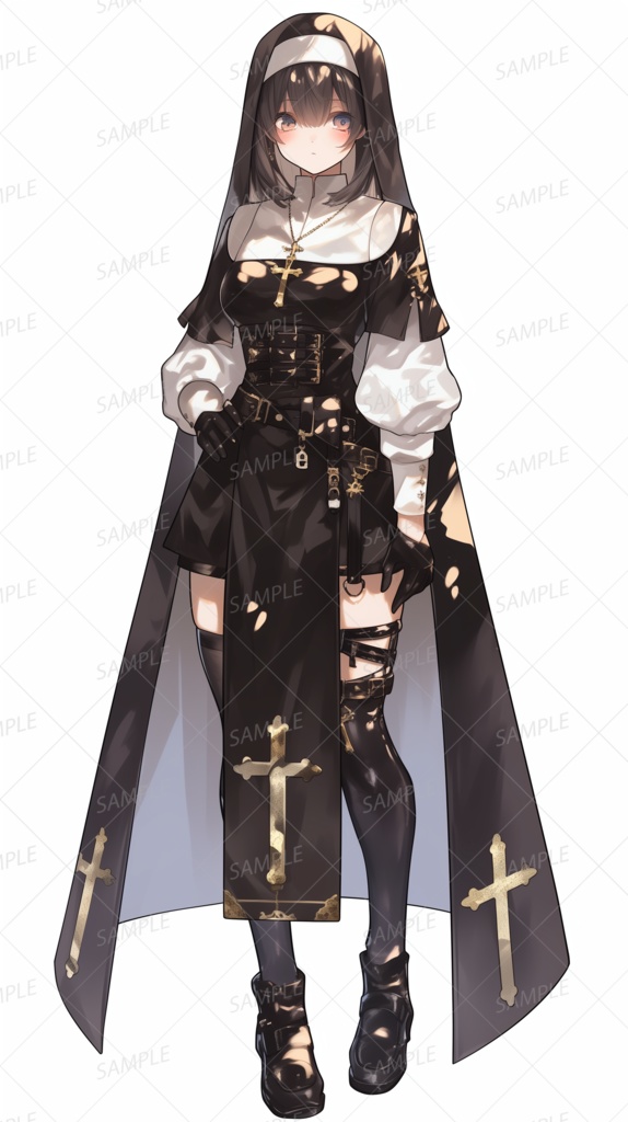 【ファンタジー】ゴシック修道服に身を包んだ少女_立ち絵
