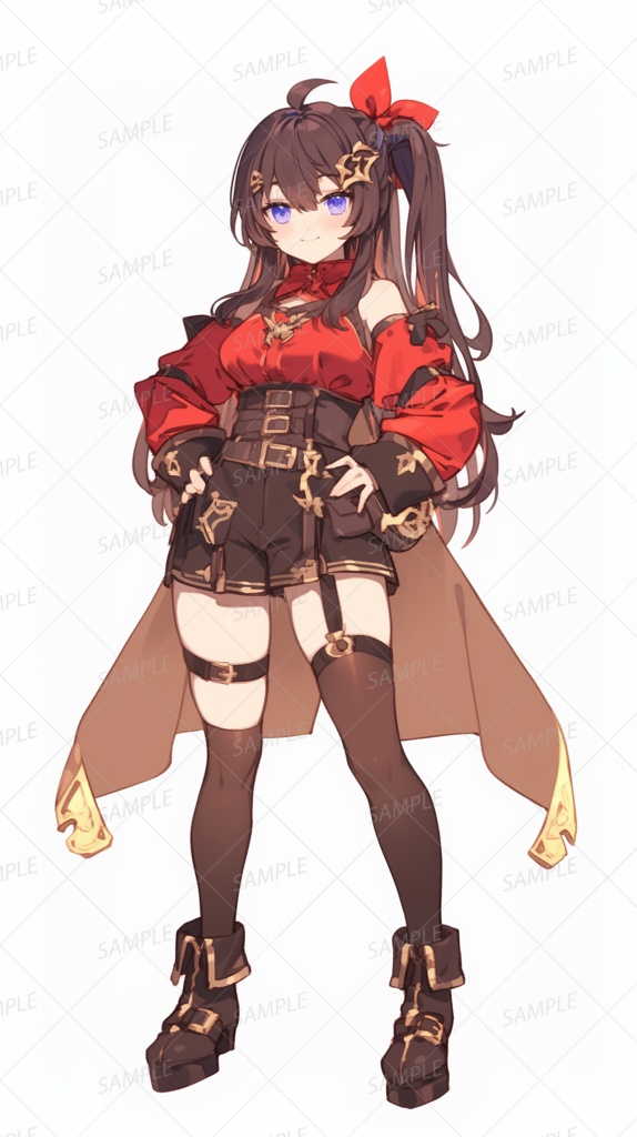 【ファンタジー】赤リボンの少女冒険者_立ち絵