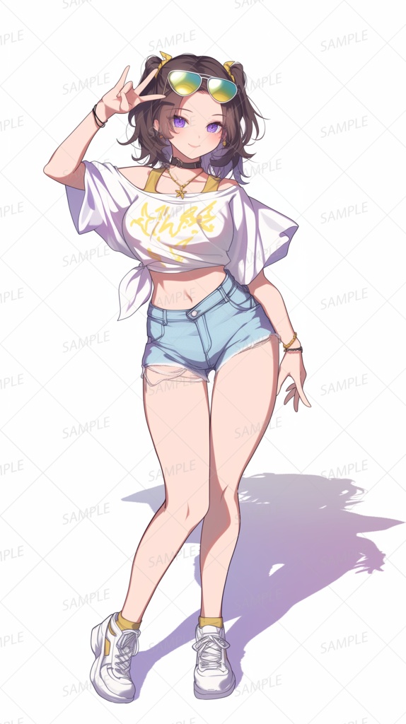 【私服】サングラスとデニムの元気少女_立ち絵