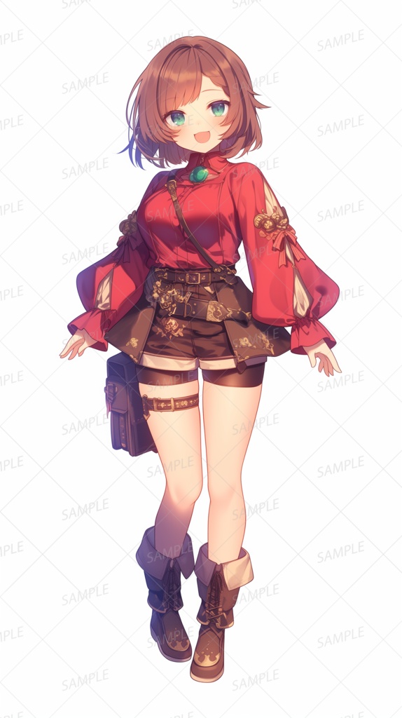 【ファンタジー】金の刺繍を施した旅衣の翠眼少女_立ち絵