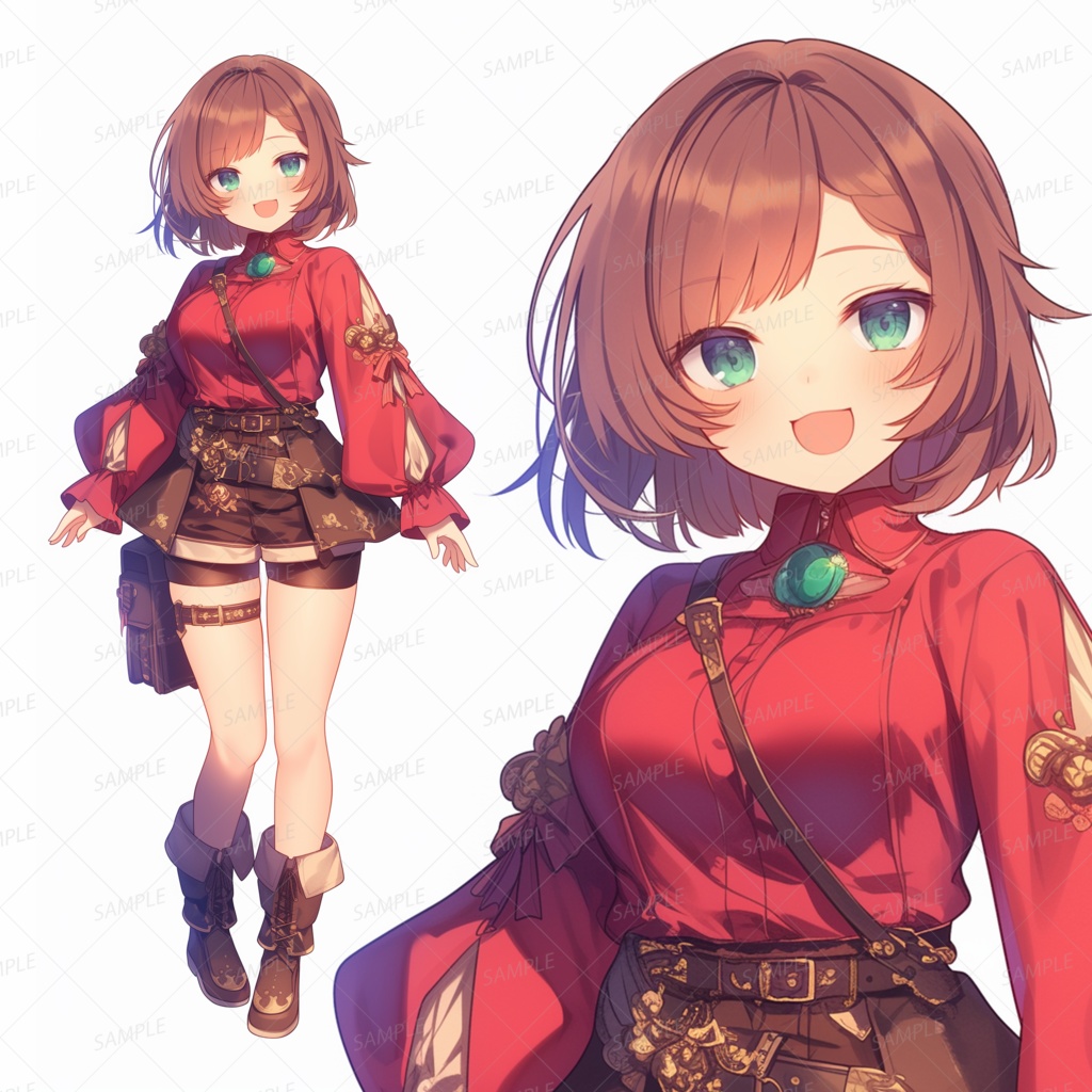 【ファンタジー】金の刺繍を施した旅衣の翠眼少女_立ち絵