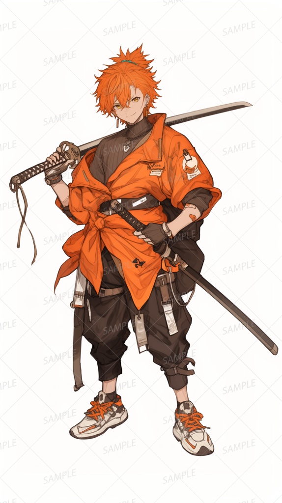 【ファンタジー】火焔色の若き剣豪_立ち絵