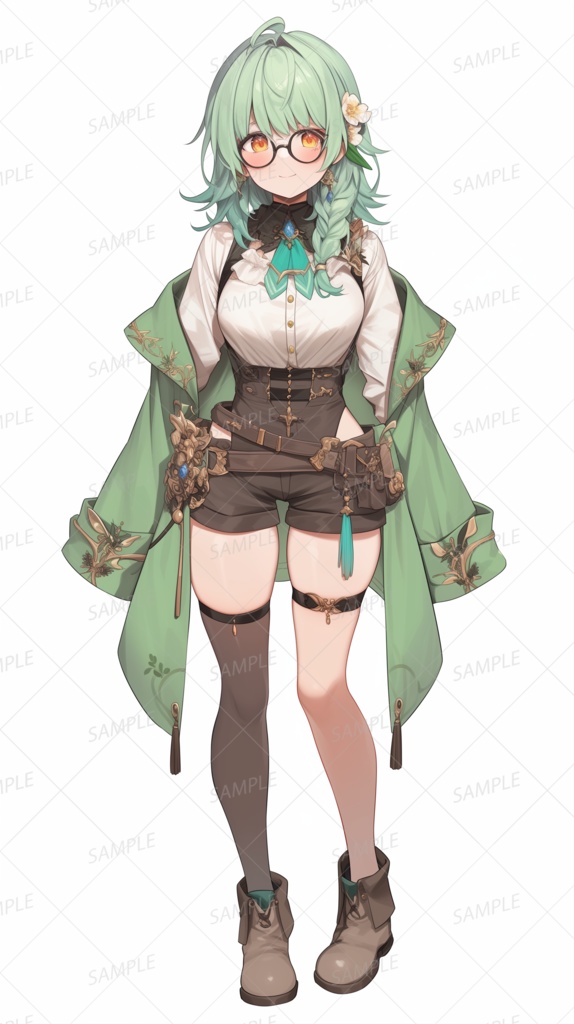 【ファンタジー】錬金術士の緑髪少女_立ち絵