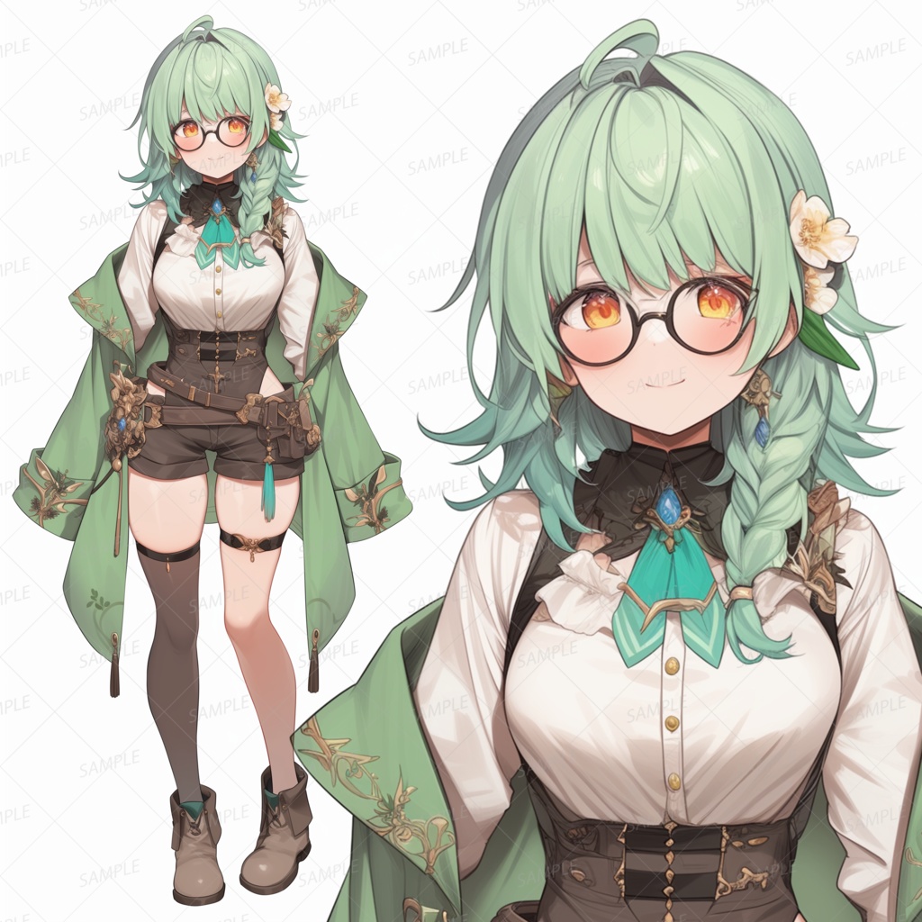 【ファンタジー】錬金術士の緑髪少女_立ち絵
