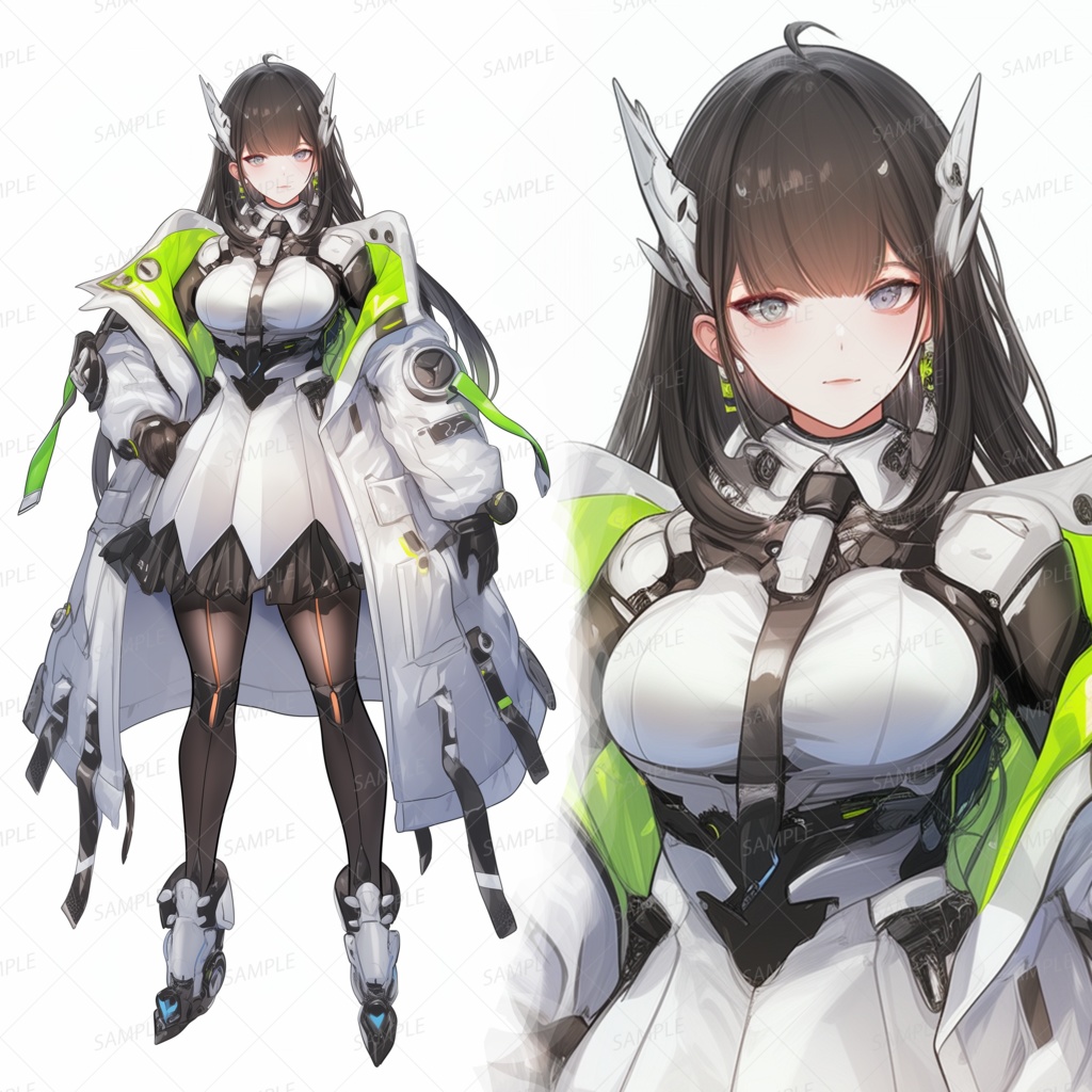 【メカ】ネオンラインの白装甲少女_立ち絵