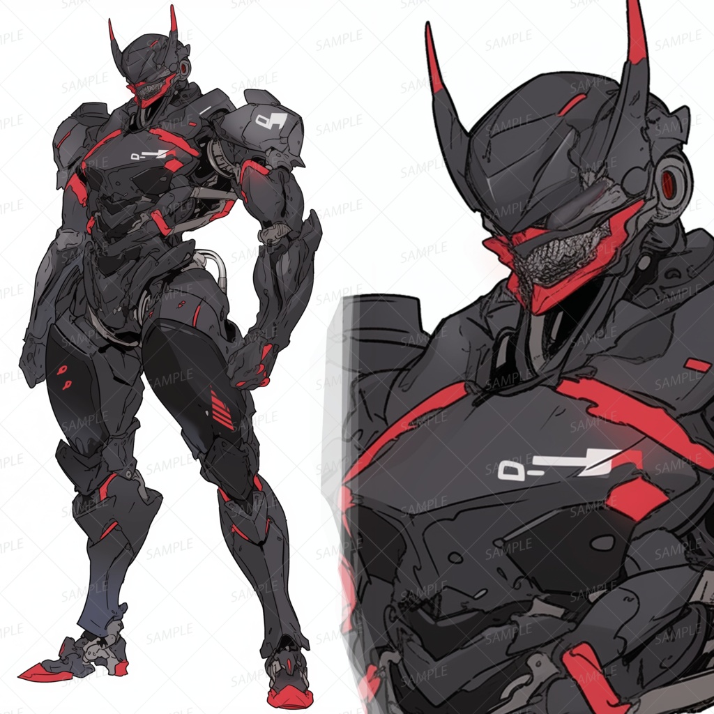 【メカ】黒鋼装甲の人型兵器_立ち絵