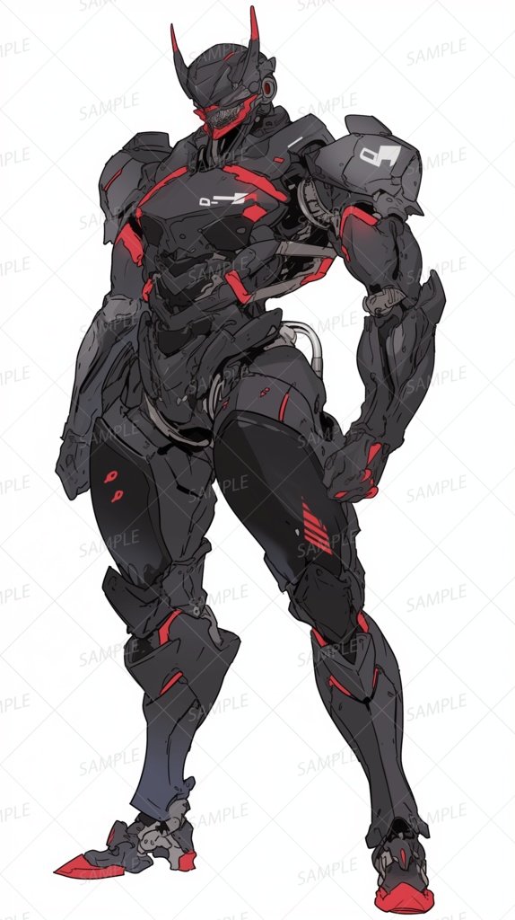 【メカ】黒鋼装甲の人型兵器_立ち絵