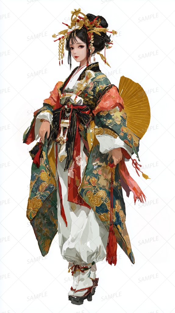 【和風】王朝風装束の女性_立ち絵