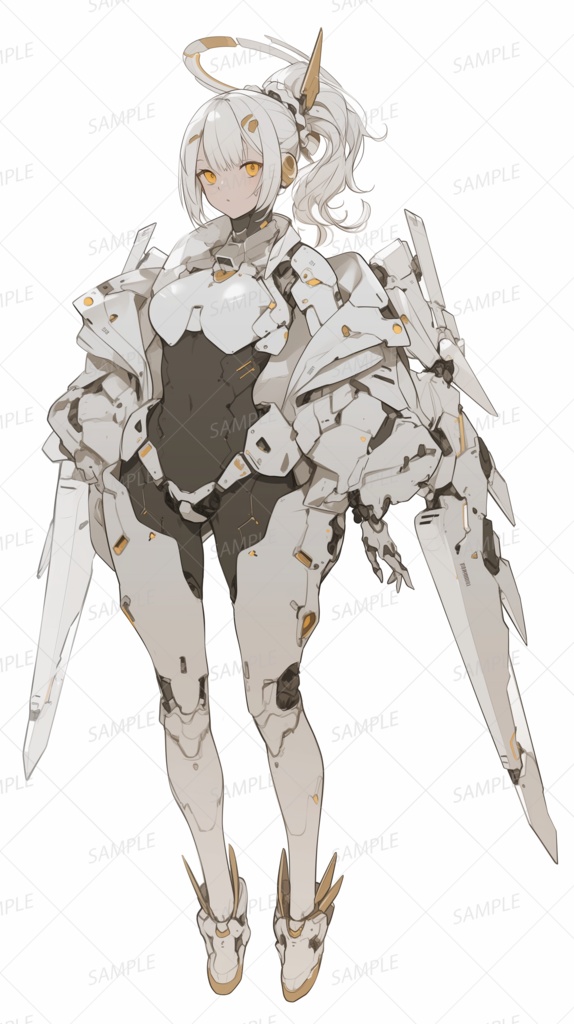 【メカ】黄金瞳のメカ天使少女_立ち絵