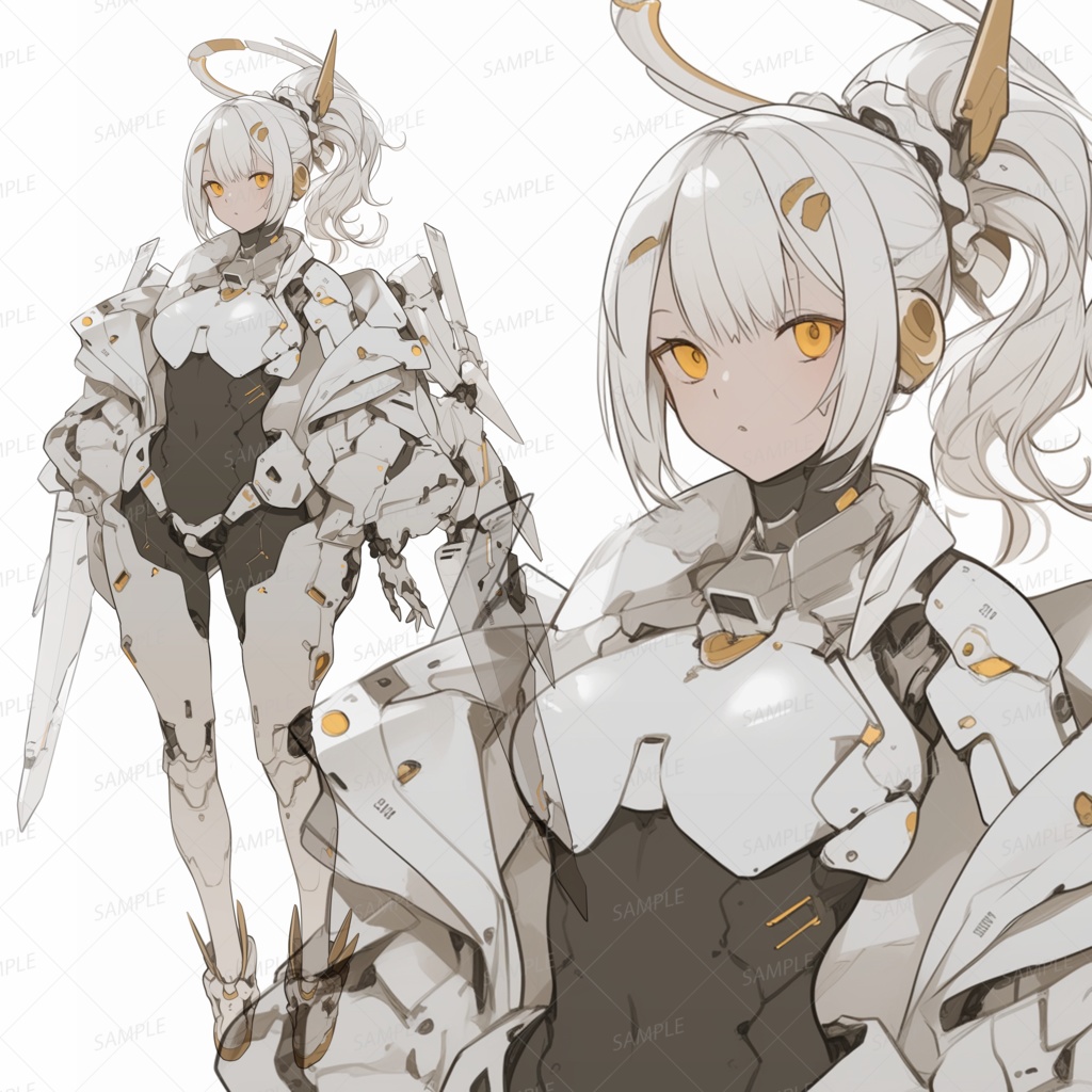 【メカ】黄金瞳のメカ天使少女_立ち絵
