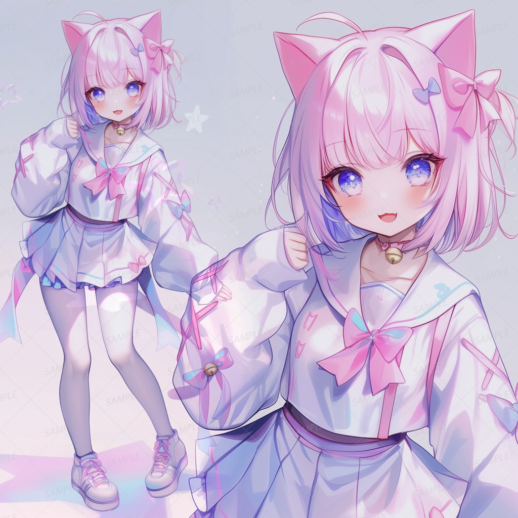 【獣人】パステルねこ耳セーラー少女_立ち絵