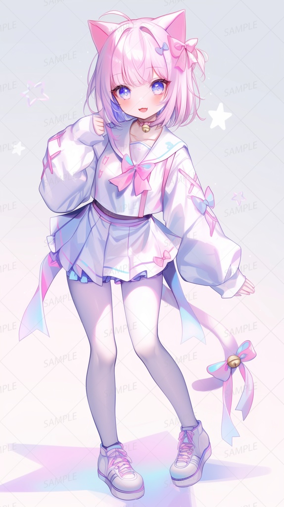 【獣人】パステルねこ耳セーラー少女_立ち絵