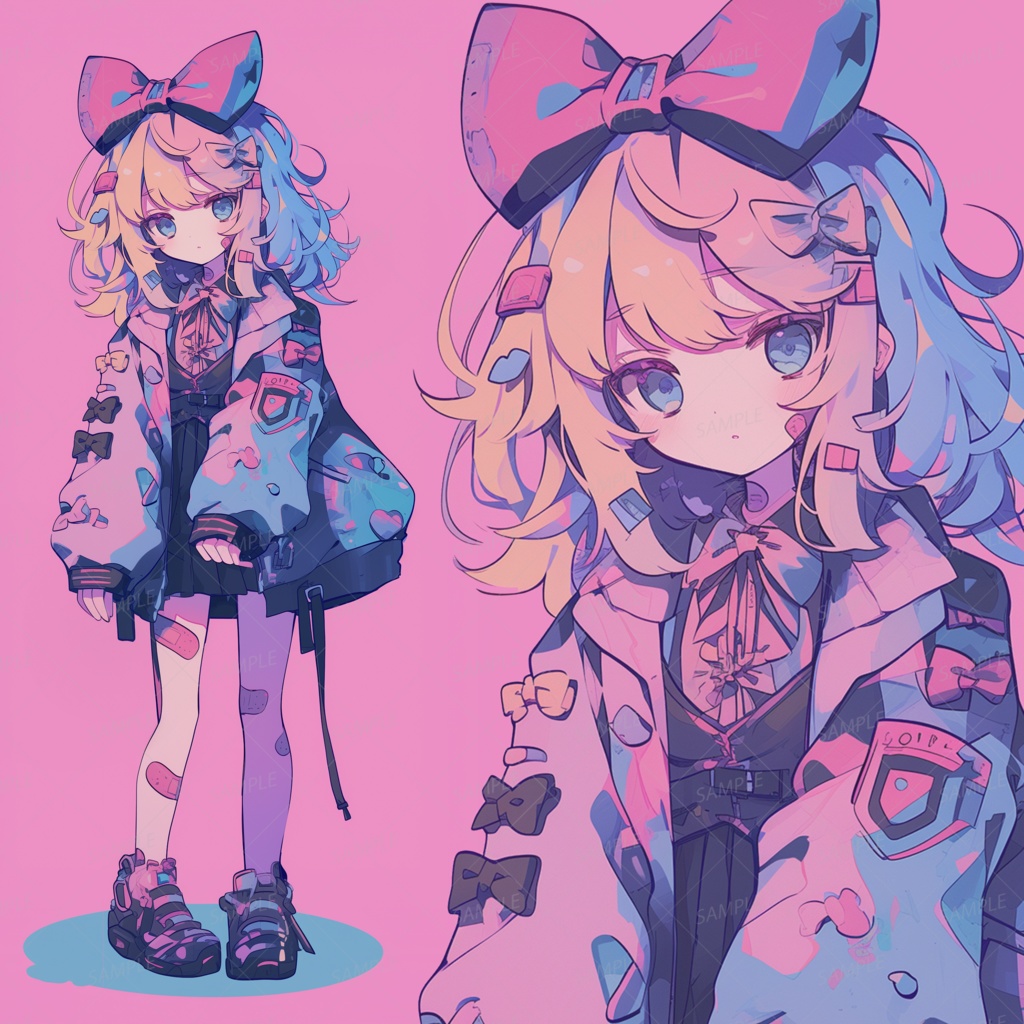 【私服】金髪の大きなリボンをつけた女の子_立ち絵