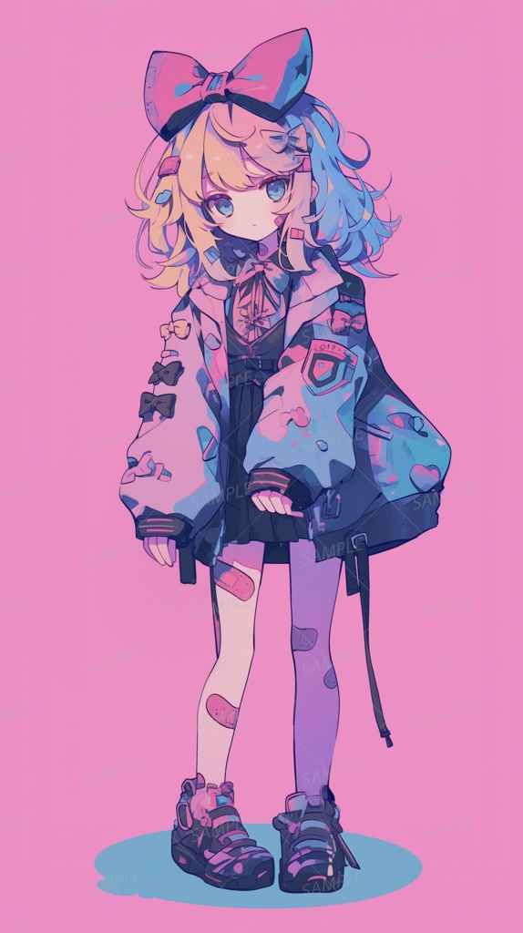 【私服】金髪の大きなリボンをつけた女の子_立ち絵