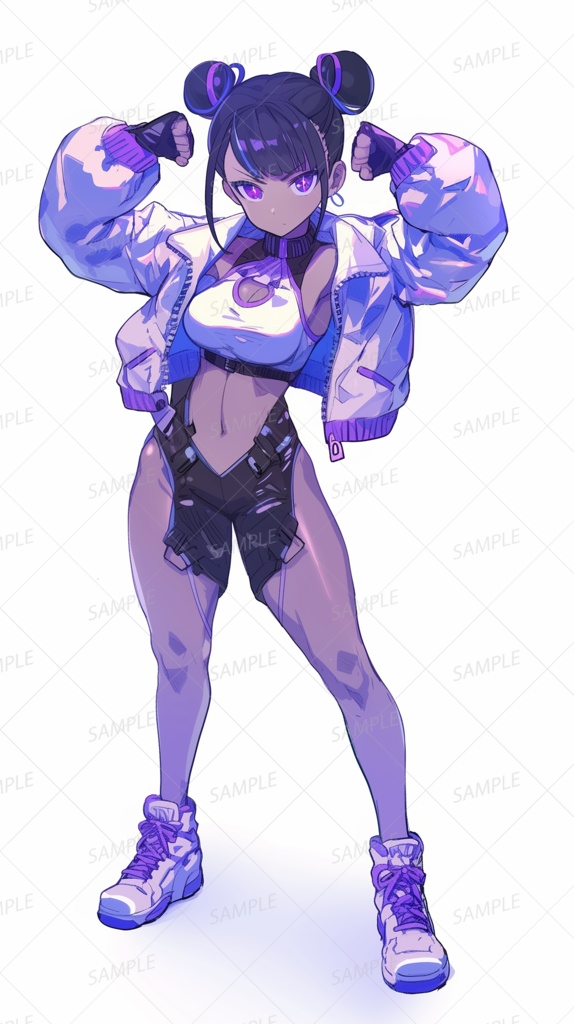 【私服】お団子ヘアのフィットネス少女_立ち絵