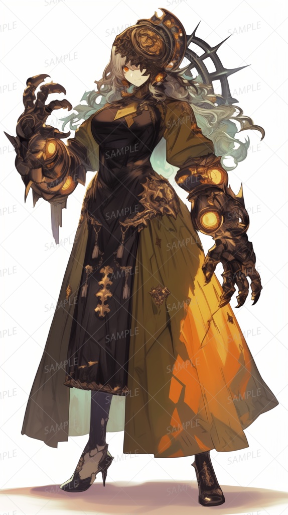 【ファンタジー】機械の腕を持つ銀髪の少女_立ち絵