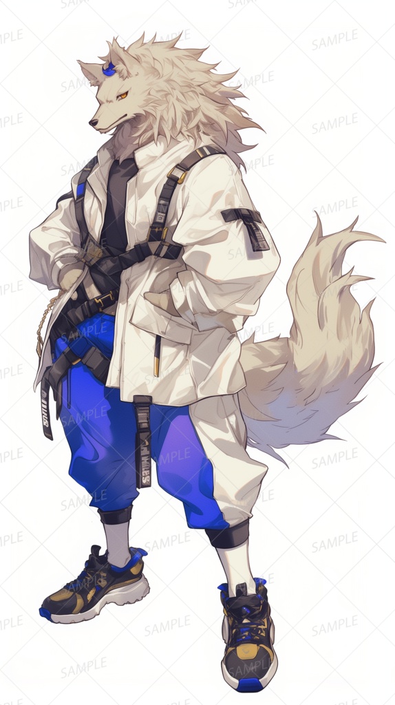 【獣人】白狼のイケメン青年_立ち絵