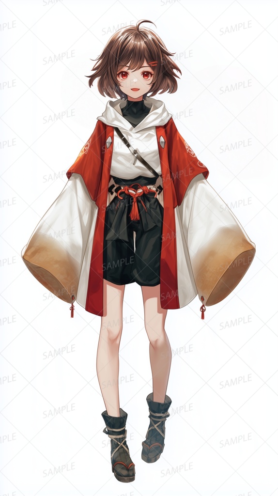 【和風】大袖の和風コートの少女_立ち絵