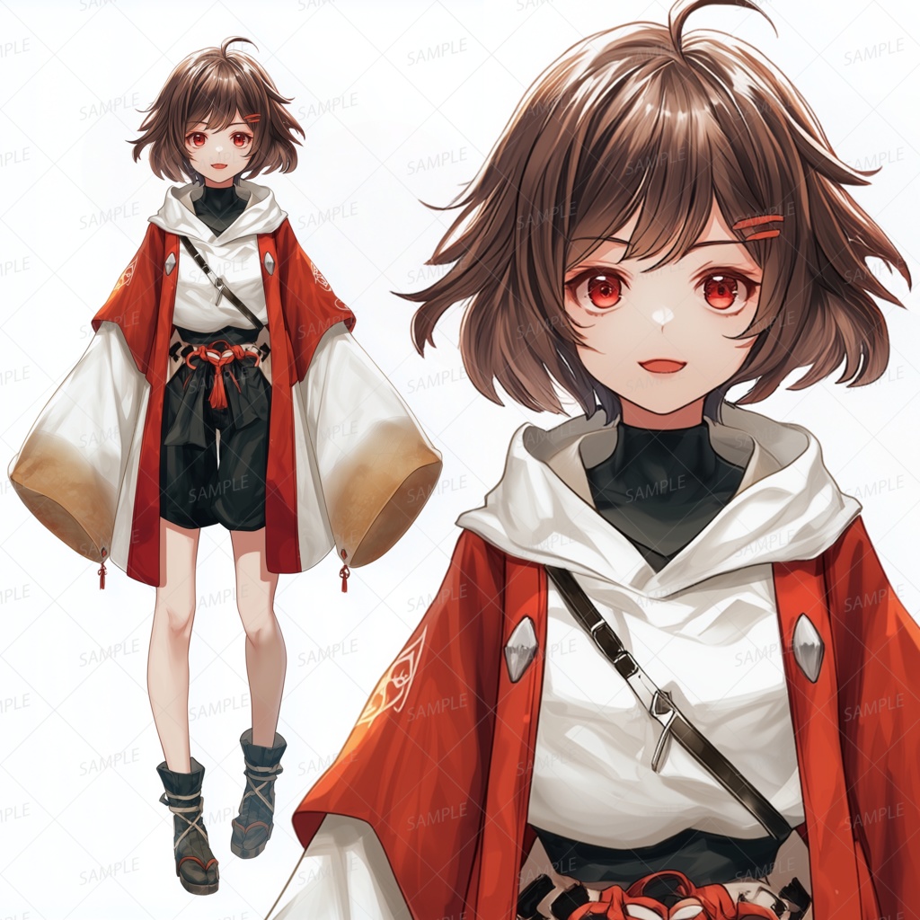 【和風】大袖の和風コートの少女_立ち絵