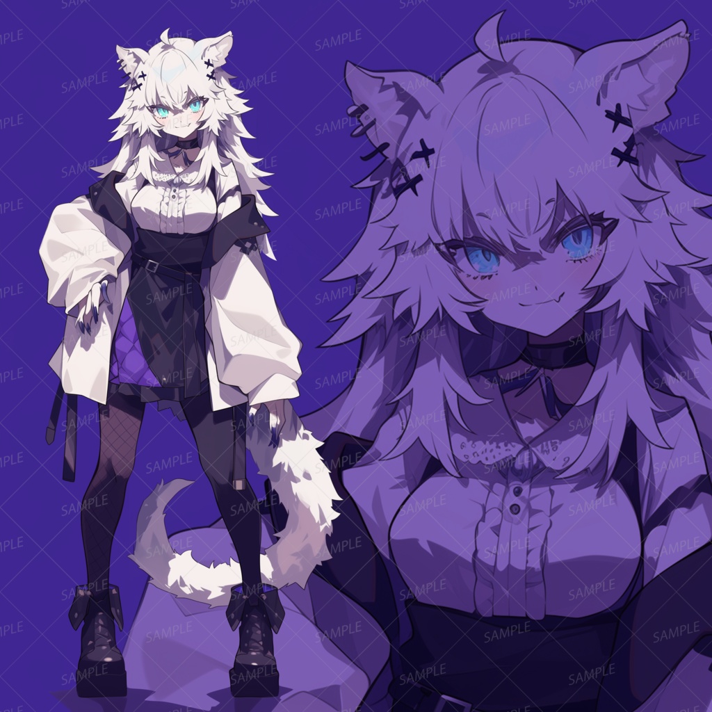 【獣人】ゴシック服の人狼少女_立ち絵