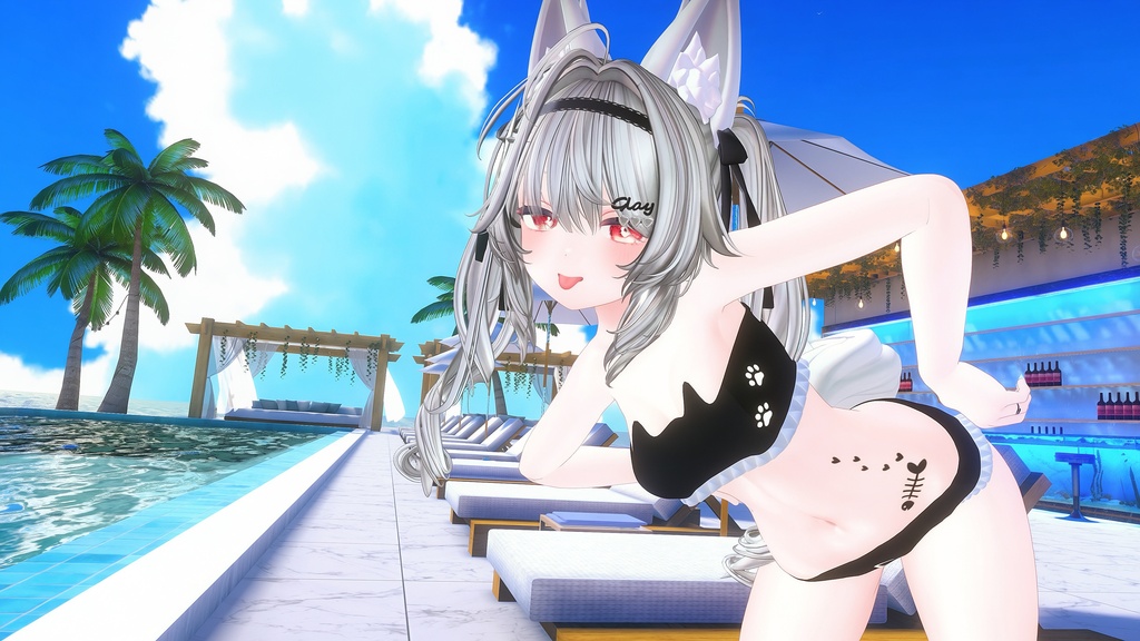 ネコ水着