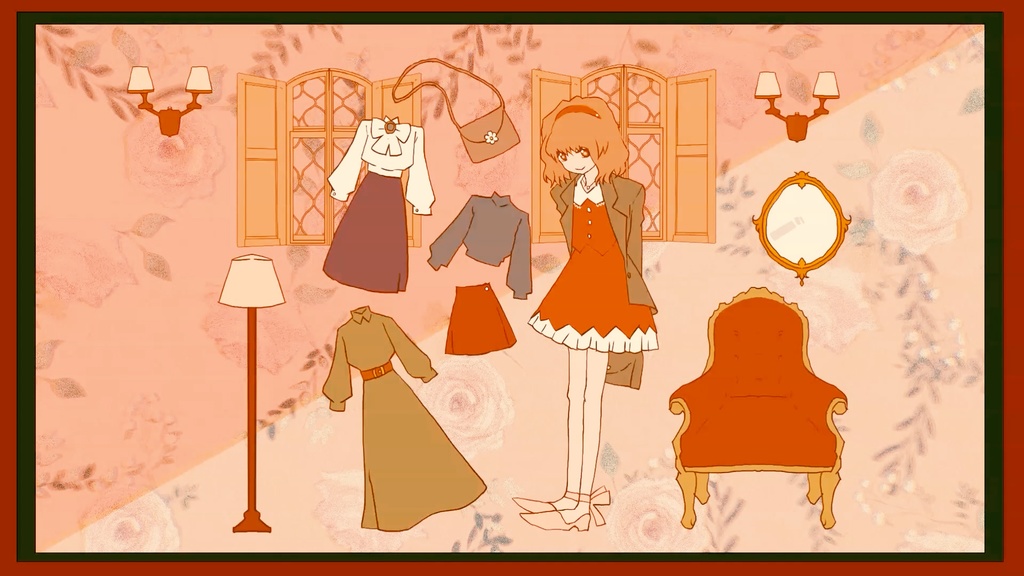 【動く動画背景素材】女の子と服1