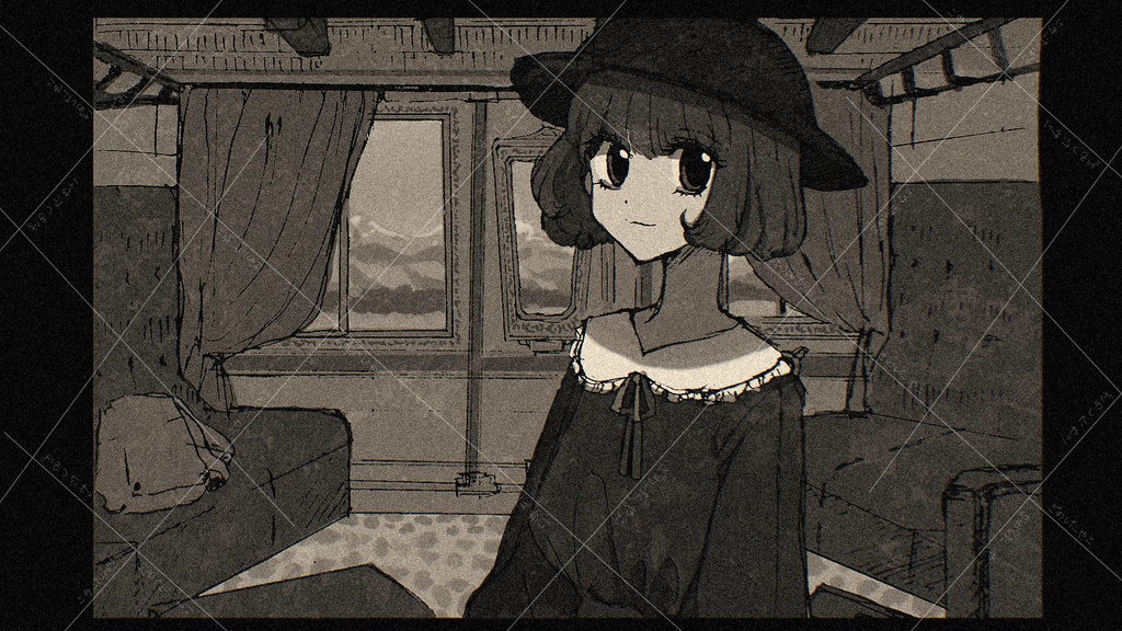 イラスト　電車と女の子