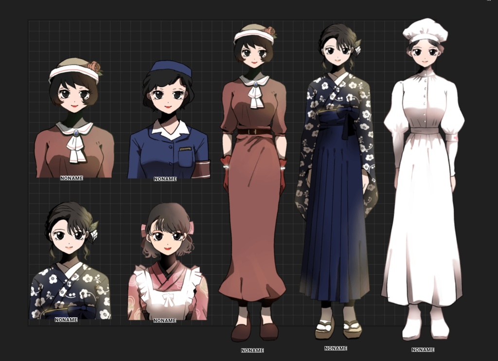 大正ロマン風立ち絵(女性)セット1