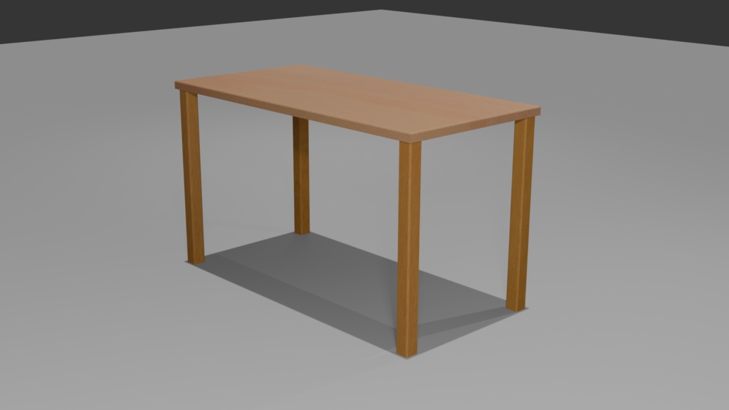 【Blender】木製テーブル（シンプル・ローポリ）