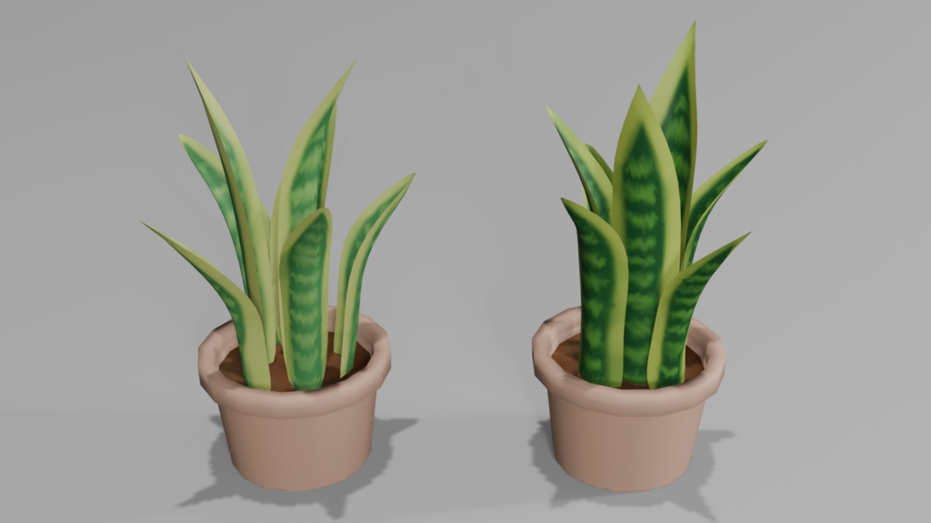 【Blender】サンスベリア（観葉植物・ローポリ）