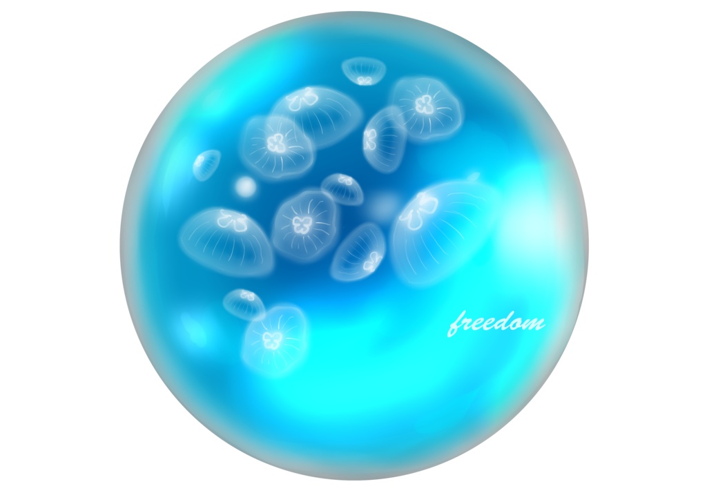 Life is freedom-クラゲバッチ