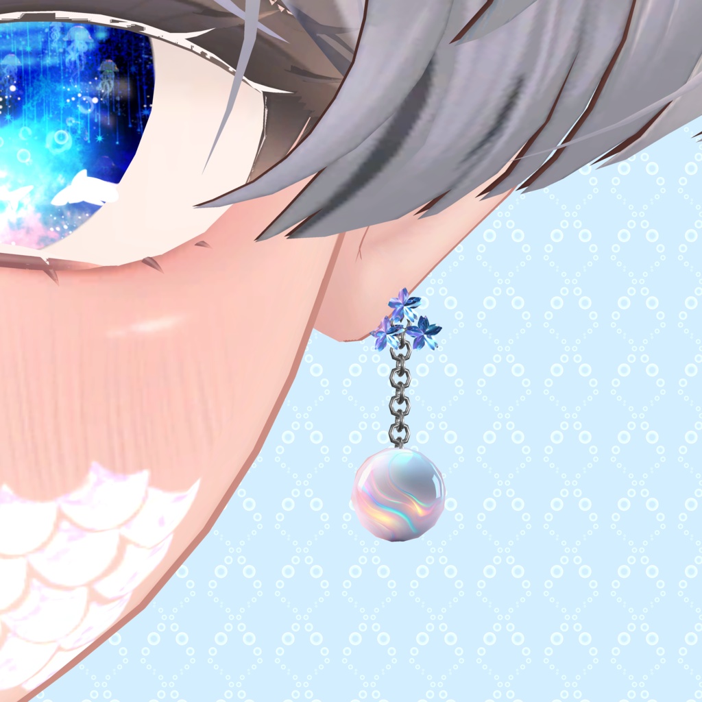 【鱗テクスチャ無料!】 マーメイド眼帯アクセサリーセット-MermaidEyepatchAccessorySet-【眼帯&回るヘイロー&アクセサリー2点】