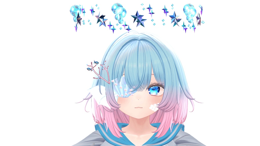 【鱗テクスチャ無料!】 マーメイド眼帯アクセサリーセット-MermaidEyepatchAccessorySet-【眼帯&回るヘイロー&アクセサリー2点】