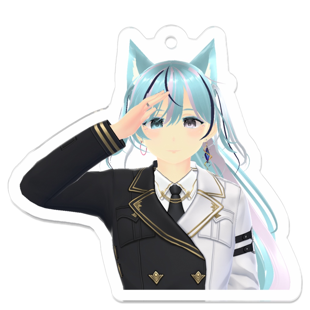 雪狼十八のアクリルキーホルダー_ポニテ軍服Ver