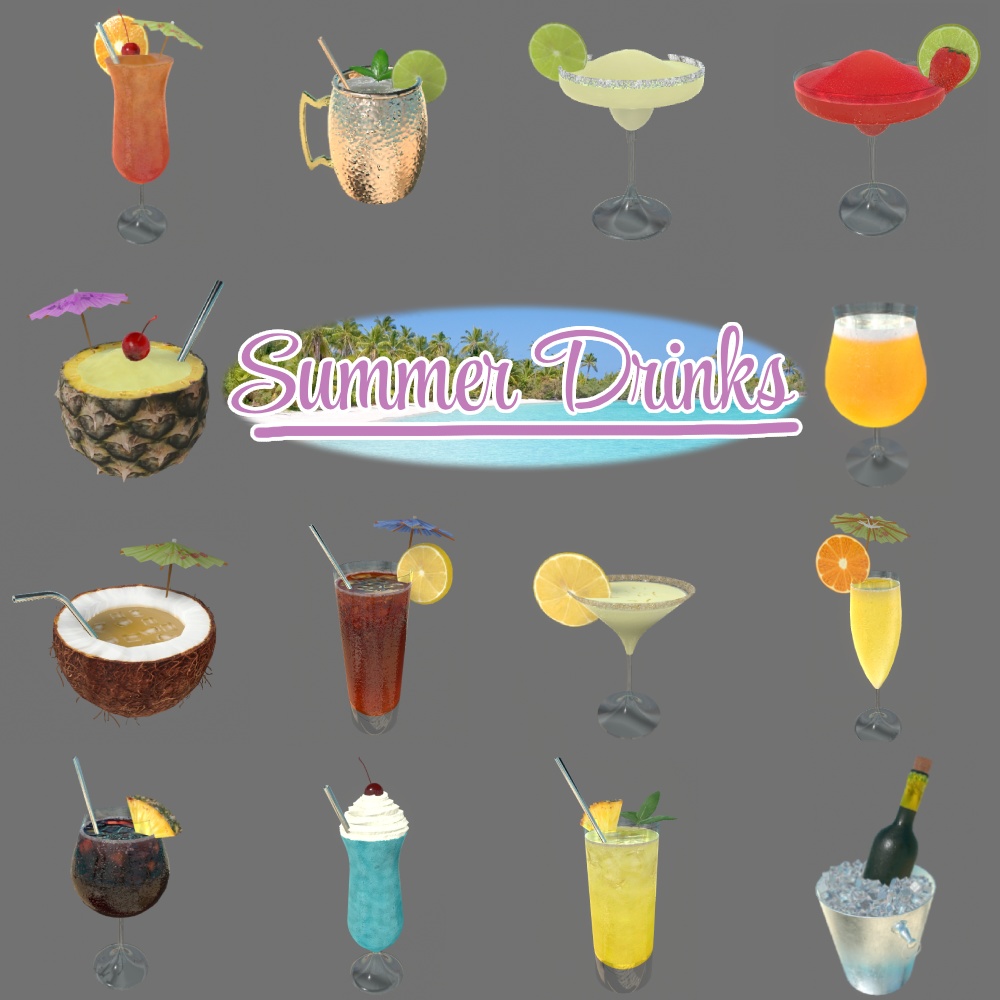 Summer Drinks Game Asset For VRChat Avatars & Worlds