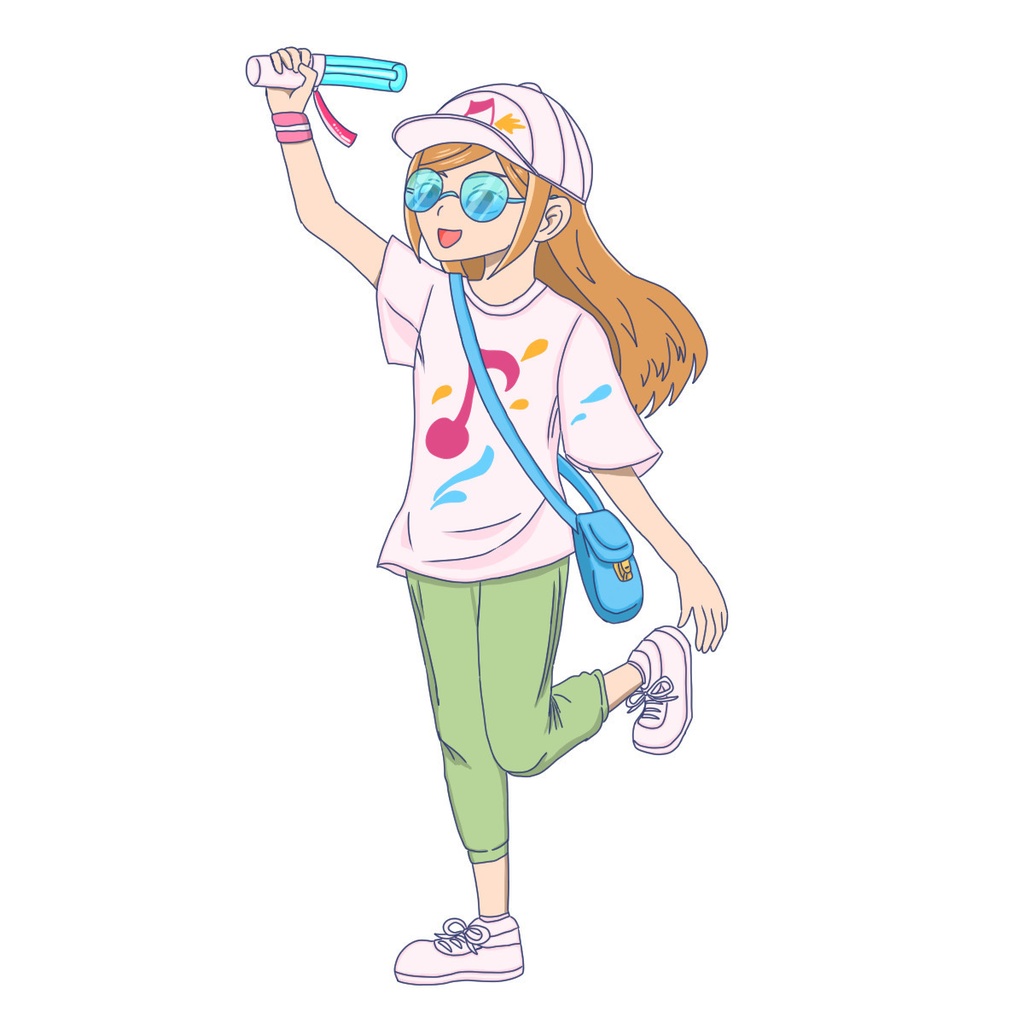 夏フェス女子のイラスト素材（透過PNG）