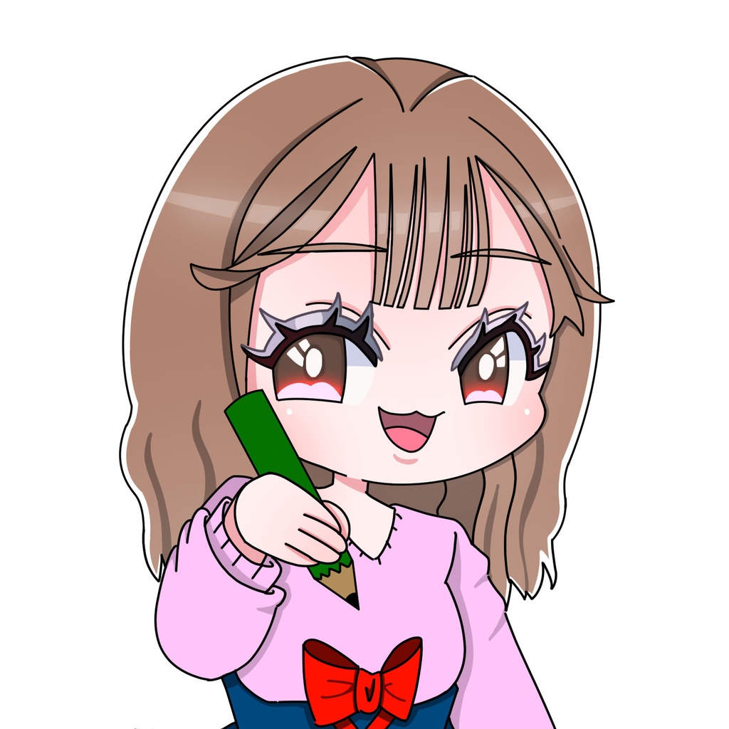 おえかき女子のデフォルメイラスト素材（透過PNG）
