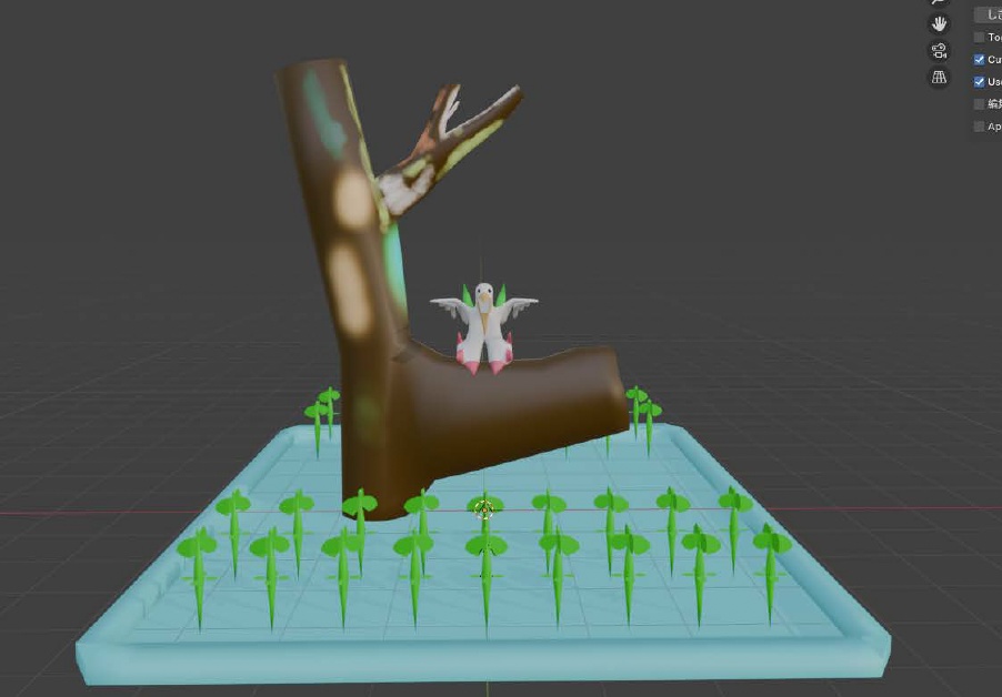 3D素材　草木とペリカン