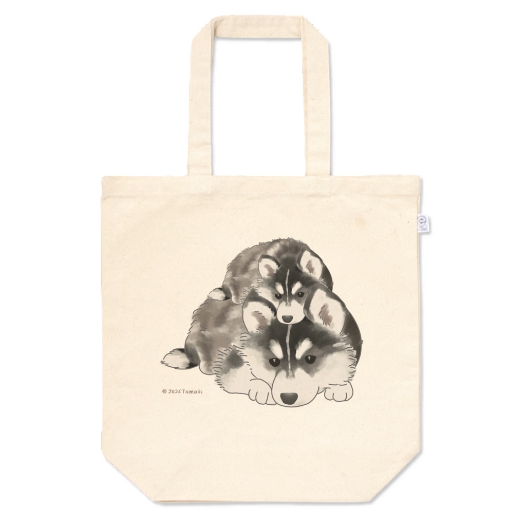 ハスキーの親子トートバッグ